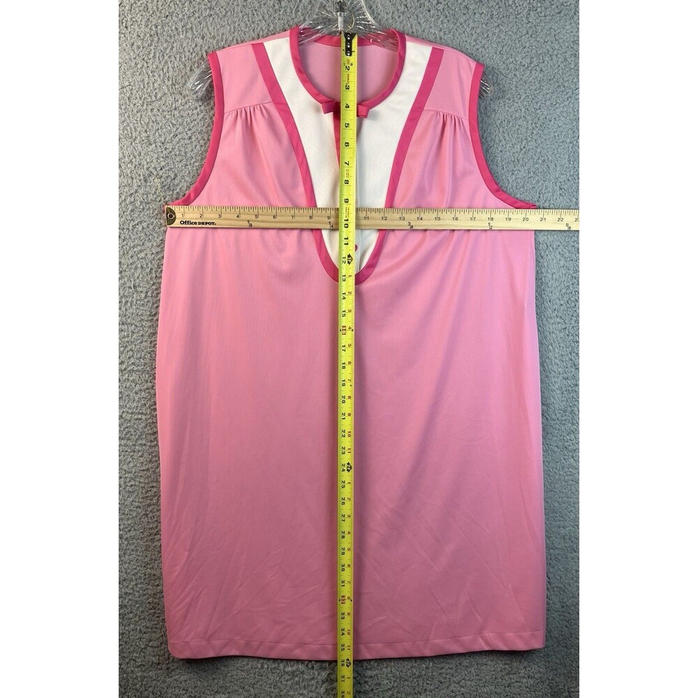 VTG MCM JC Penney Nylon Antron III Gaymode Pink Night Gown M Grandma Tuxedo Look - Picture 5 of 8